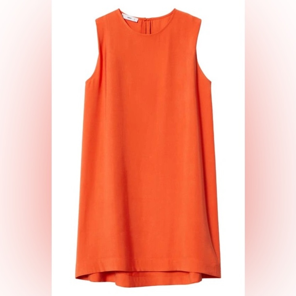 Mango Women’s Shift Dress Orange Red Size XS Boho Chic Hippie Retro Peasant